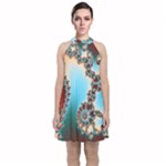 Fractal Spiral Art Math Abstract Velvet Halter Neckline Dress 