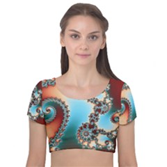 Velvet Short Sleeve Crop Top  
