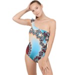 Fractal Spiral Art Math Abstract Frilly One Shoulder Swimsuit