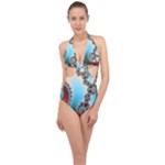 Fractal Spiral Art Math Abstract Halter Front Plunge Swimsuit