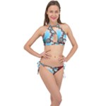 Fractal Spiral Art Math Abstract Cross Front Halter Bikini Set