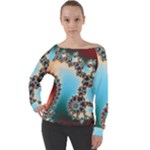 Fractal Spiral Art Math Abstract Off Shoulder Long Sleeve Velour Top