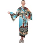 Fractal Spiral Art Math Abstract Maxi Velour Kimono