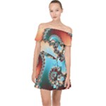 Fractal Spiral Art Math Abstract Off Shoulder Chiffon Dress