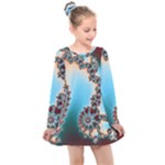 Fractal Spiral Art Math Abstract Kids  Long Sleeve Dress