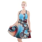 Fractal Spiral Art Math Abstract Halter Party Swing Dress 