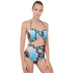 Fractal Spiral Art Math Abstract Scallop Top Cut Out Swimsuit