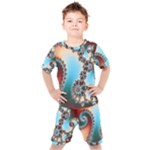 Fractal Spiral Art Math Abstract Kids  Tee and Shorts Set