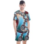 Fractal Spiral Art Math Abstract Men s Mesh Tee and Shorts Set