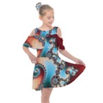 Fractal Spiral Art Math Abstract Kids  Shoulder Cutout Chiffon Dress