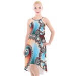 Fractal Spiral Art Math Abstract High-Low Halter Chiffon Dress 