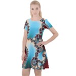 Fractal Spiral Art Math Abstract Cap Sleeve Velour Dress 