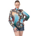 Fractal Spiral Art Math Abstract High Neck Long Sleeve Chiffon Top