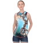 Fractal Spiral Art Math Abstract High Neck Satin Top