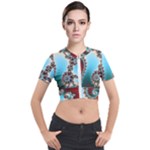 Fractal Spiral Art Math Abstract Short Sleeve Cropped Jacket