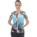 Fractal Spiral Art Math Abstract Short Sleeve Zip Up Jacket