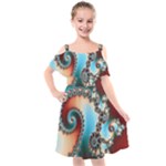 Fractal Spiral Art Math Abstract Kids  Cut Out Shoulders Chiffon Dress