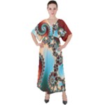 Fractal Spiral Art Math Abstract V-Neck Boho Style Maxi Dress