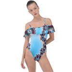 Fractal Spiral Art Math Abstract Frill Detail One Piece Swimsuit