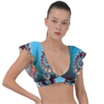 Fractal Spiral Art Math Abstract Plunge Frill Sleeve Bikini Top