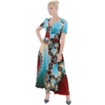 Fractal Spiral Art Math Abstract Button Up Short Sleeve Maxi Dress