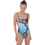 Fractal Spiral Art Math Abstract Tie Strap One Piece Swimsuit