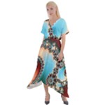 Fractal Spiral Art Math Abstract Cross Front Sharkbite Hem Maxi Dress