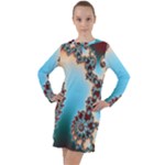 Fractal Spiral Art Math Abstract Long Sleeve Hoodie Dress