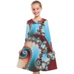 Fractal Spiral Art Math Abstract Kids  Midi Sailor Dress