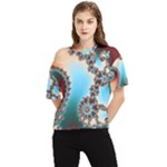 Fractal Spiral Art Math Abstract One Shoulder Cut Out Tee