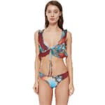 Fractal Spiral Art Math Abstract Low Cut Ruffle Edge Bikini Set