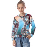 Fractal Spiral Art Math Abstract Kids  Long Sleeve Tee with Frill 