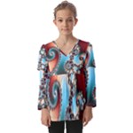 Fractal Spiral Art Math Abstract Kids  V Neck Casual Top