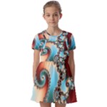 Fractal Spiral Art Math Abstract Kids  Short Sleeve Pinafore Style Dress