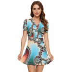 Fractal Spiral Art Math Abstract V-Neck High Waist Chiffon Mini Dress