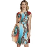 Fractal Spiral Art Math Abstract Cap Sleeve High Waist Dress