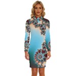 Fractal Spiral Art Math Abstract Long Sleeve Shirt Collar Bodycon Dress