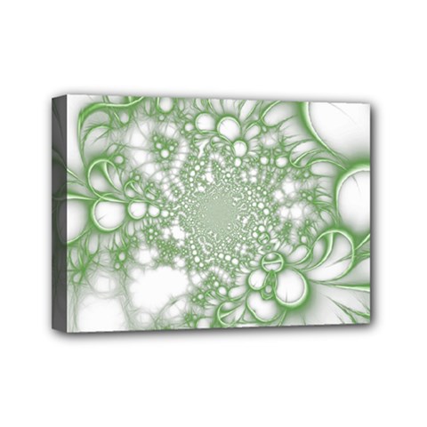 Green Abstract Fractal Background Texture Mini Canvas 7  x 5  (Stretched) from ArtsNow.com