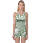 Green Abstract Fractal Background Texture One Piece Boyleg Swimsuit