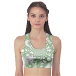 Green Abstract Fractal Background Texture Sports Bra