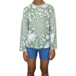 Green Abstract Fractal Background Texture Kids  Long Sleeve Swimwear