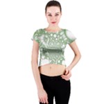 Green Abstract Fractal Background Texture Crew Neck Crop Top