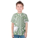 Green Abstract Fractal Background Texture Kids  Cotton Tee