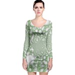 Green Abstract Fractal Background Texture Long Sleeve Bodycon Dress