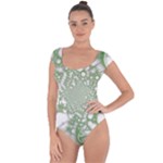 Green Abstract Fractal Background Texture Short Sleeve Leotard 