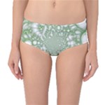 Green Abstract Fractal Background Texture Mid-Waist Bikini Bottoms