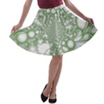 Green Abstract Fractal Background Texture A-line Skater Skirt