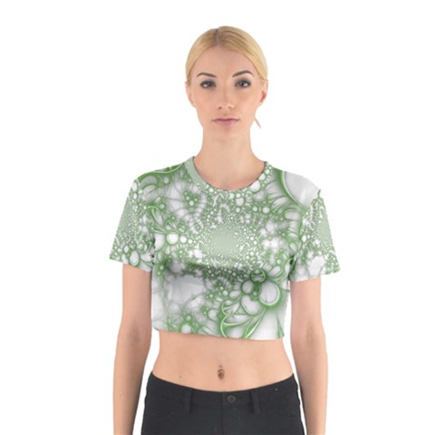 Green Abstract Fractal Background Texture Cotton Crop Top from ArtsNow.com