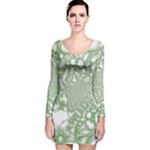 Green Abstract Fractal Background Texture Long Sleeve Velvet Bodycon Dress