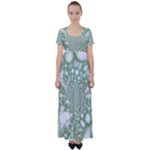 Green Abstract Fractal Background Texture High Waist Short Sleeve Maxi Dress